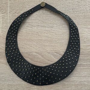 Leather Elegant Black Studded Necklace